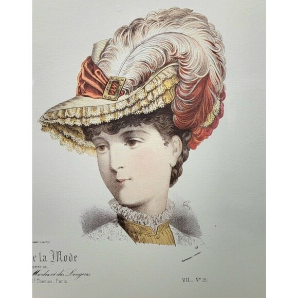 1880s Victorian Henry Petit L'Avenir de la Mode Hat Catalog Lithograph 18"x24" - Picture 5 of 8